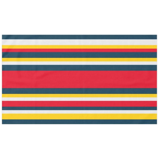 Rood Blauw Geel Uniform Strepen Tafelkleed (Voorkant (Horizontaal))