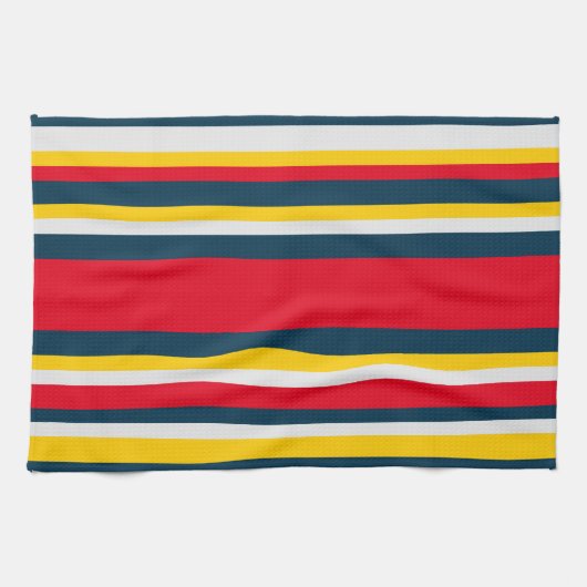 Rood Blauw Geel Uniform Strepen Theedoek (Horizontaal)