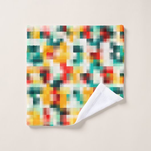Rood Blauw Geel Wit Abstract Patroon Bad Handdoek (Wasdoekje)