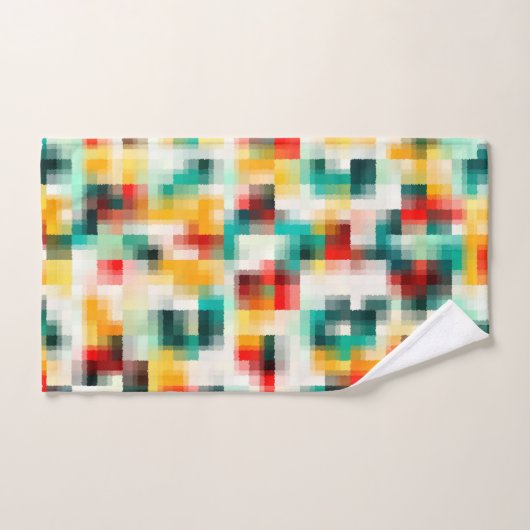 Rood Blauw Geel Wit Abstract Patroon Bad Handdoek (Handdoek)
