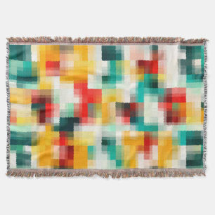 Rood Blauw Geel Wit Abstract Patroon Deken