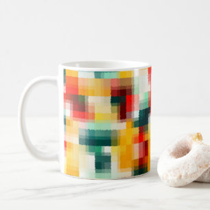Rood Blauw Geel Wit Abstract Patroon Koffiemok