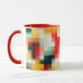 Rood Blauw Geel Wit Abstract Patroon Mok (Links)