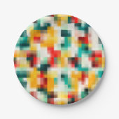 Rood Blauw Geel Wit Abstract Patroon Papieren Bordje (Voorkant)