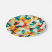 Rood Blauw Geel Wit Abstract Patroon Papieren Bordje (Gekanteld)