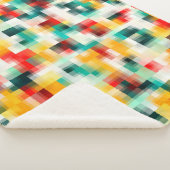 Rood Blauw Geel Wit Abstract Patroon Sherpa Deken (3/4)