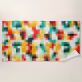 Rood Blauw Geel Wit Abstract Patroon Strandlaken (Voorkant)