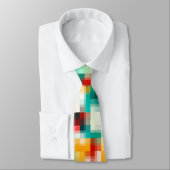 Rood Blauw Geel Wit Abstract Patroon Stropdas (Gebonden)