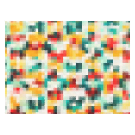 Rood Blauw Geel Wit Abstract Patroon Tafelkleed (Voorkant (Horizontaal))