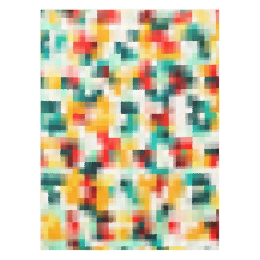 Rood Blauw Geel Wit Abstract Patroon Tafelkleed (Voorkant)