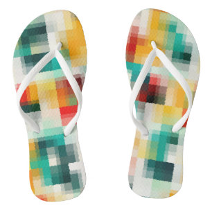 Rood Blauw Geel Wit Abstract Patroon Teenslippers