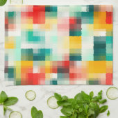 Rood Blauw Geel Wit Abstract Patroon Theedoek (Gevouwen)