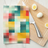 Rood Blauw Geel Wit Abstract Patroon Theedoek (Quarter Fold)
