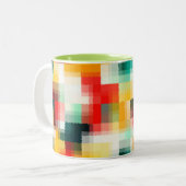Rood Blauw Geel Wit Abstract Patroon Tweekleurige Koffiemok (Voorkant links)