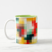 Rood Blauw Geel Wit Abstract Patroon Tweekleurige Koffiemok (Links)