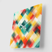 Rood Blauw Geel Wit Abstract Patroon Vierkante Klok (Hoek)