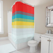 Rood Blauw Geel Wit Grijs Abstract Uniek Patroon Douchegordijn (In situ)