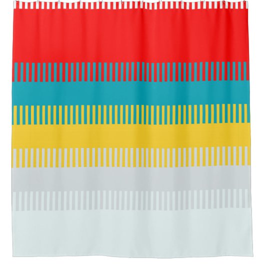 Rood Blauw Geel Wit Grijs Abstract Uniek Patroon Douchegordijn (Voorkant)