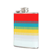 Rood Blauw Geel Wit Grijs Abstract Uniek Patroon Heupfles (Links)