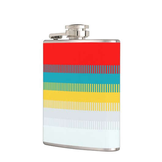 Rood Blauw Geel Wit Grijs Abstract Uniek Patroon Heupfles (Links)