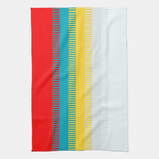 Rood Blauw Geel Wit Grijs Abstract Uniek Patroon Theedoek (Verticaal)