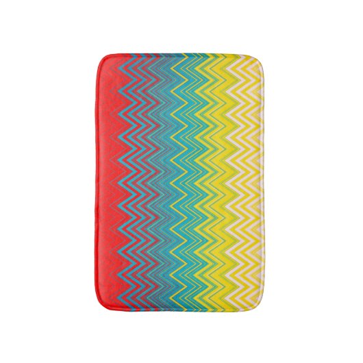 Rood Blauw Geel Wit Zigzag Badmat (Voorkant Verticaal)