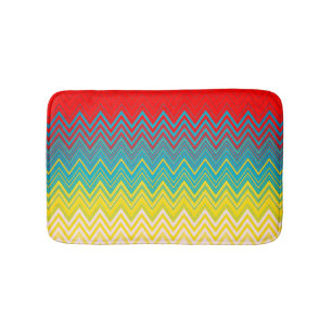 Rood Blauw Geel Wit Zigzag Badmat