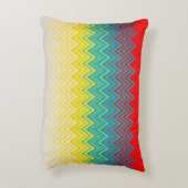 Rood Blauw Geel Witte Zigzag Accent Kussen (Achterkant (Verticaal))