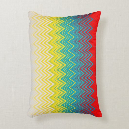 Rood Blauw Geel Witte Zigzag Accent Kussen (Voorkant(Verticaal))