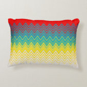 Rood Blauw Geel Witte Zigzag Accent Kussen (Achterkant)