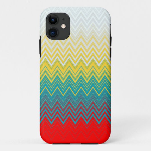 Rood Blauw Geel Witte Zigzag Case-Mate iPhone Case (Achterkant)