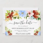 Rood Blauw Geel Zomer Bloemen Huwelijk Save The Date (Voorkant)