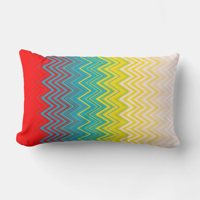 Rood blauw gele afbeelding Uniek Zigzag Patroon Kussen (Voorkant)