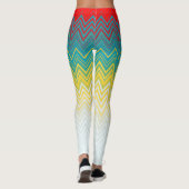 Rood blauw gele afbeelding Uniek Zigzag Patroon Leggings (Achterkant)