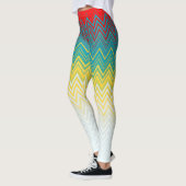 Rood blauw gele afbeelding Uniek Zigzag Patroon Leggings (Links)