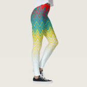 Rood blauw gele afbeelding Uniek Zigzag Patroon Leggings (Rechts)