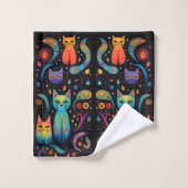 Rood Blauw Gele katten Bad Handdoek (Wasdoekje)