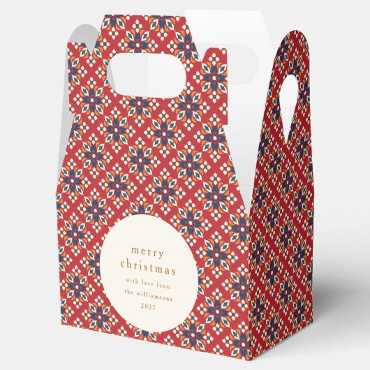  Rood Blauw Geometrisch Custom Merry Christmas Bedankdoosjes (Geopend)