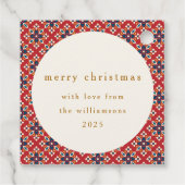 Rood Blauw Geometrisch Custom Merry Christmas Bedankjes Labels (Achterkant)