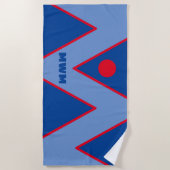 Rood/blauw geometrisch ontwerp Monogramed Beach To Strandlaken (Voorkant)