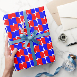 Rood & Blauw Geometrisch Patroon Cadeaupapier