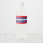 Rood & Blauw Gepersonaliseerd Afstuderen Waterfles Etiket (Voorkant)