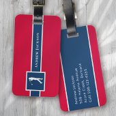 Rood Blauw Gepersonaliseerde Monogram Golfer Bagagelabel