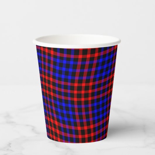 Rood Blauw Geruit Geruit Naadloos Patroon Papieren Bekers (Voorkant)