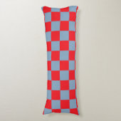 Rood blauw geruit gingham patroon lichaamskussen (Voorkant Verticaal)