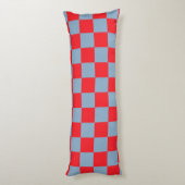 Rood blauw geruit gingham patroon lichaamskussen (Achterkant (Verticaal))