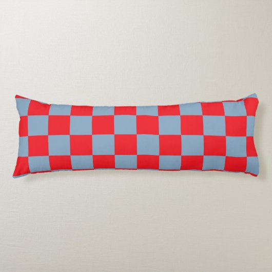 Rood blauw geruit gingham patroon lichaamskussen (Voorkant)