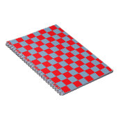 Rood blauw geruit gingham patroon notitieboek (Rechterzijde)