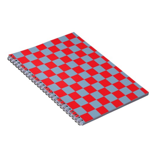 Rood blauw geruit gingham patroon notitieboek (Rechterzijde)