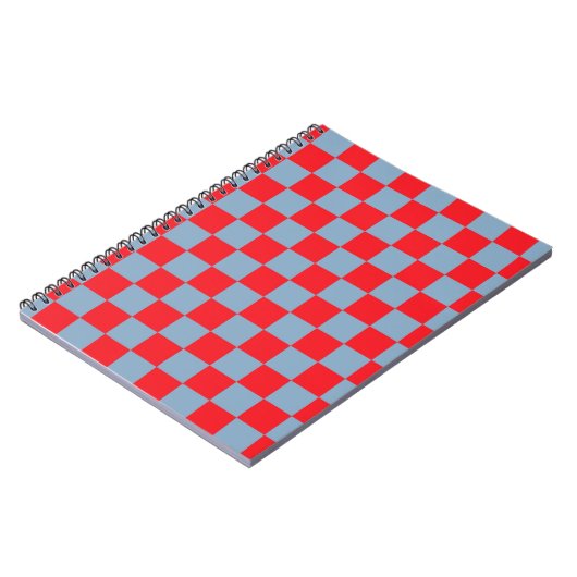 Rood blauw geruit gingham patroon notitieboek (Linkerzijde)